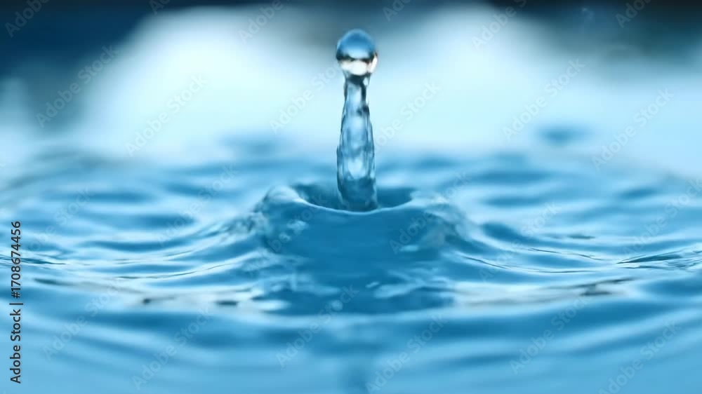 Aufkleber circular water splash - a close-up shot captures the dynamic moment a drop of water creates a circul