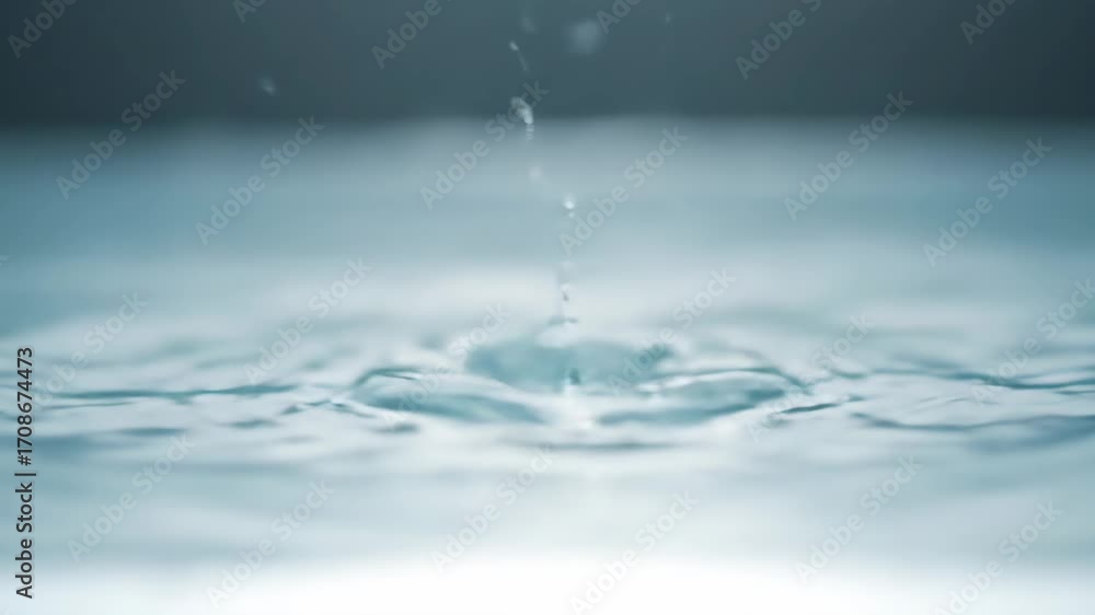 Aufkleber water drop splashing in slow motion - a single water droplet creates a circular splash upon impact w