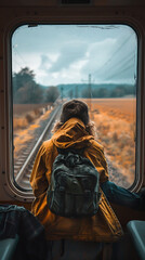 Train window view.