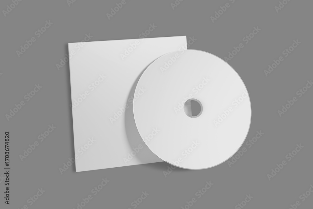 Poster cd disc and carton packaging cover template mock up. digipak case of cardboard cd drive. with white 