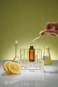 Close-Up of Citrus Oil Extraction in Laboratory for Natural Products