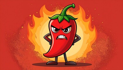 Angry chili pepper cartoon