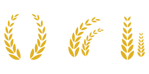 Collection of Wheat Icons Golden Ears of Grain. EPS 10 