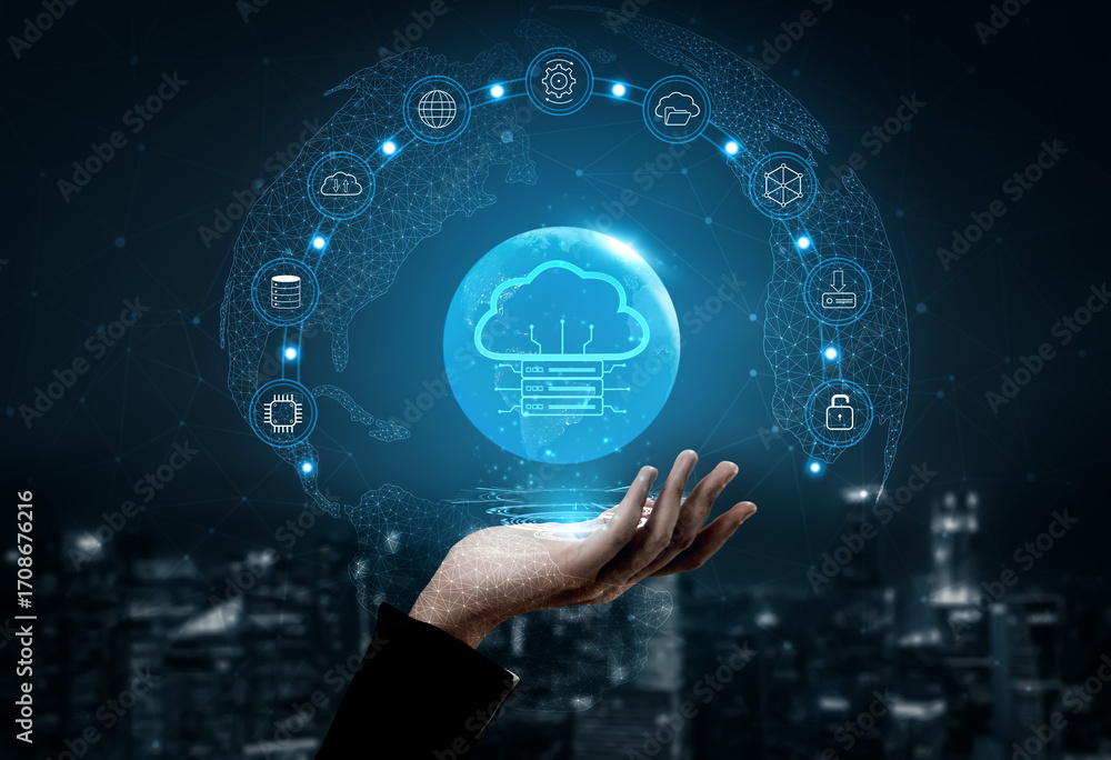 Aufkleber global cloud computing network services and data storage solutions. empowering businesses with a sec