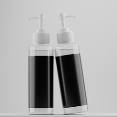 Clear Pump Bottles with Blank Labels Mockup