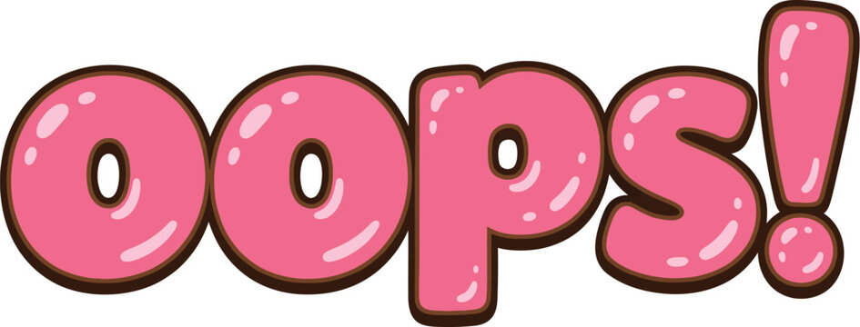 Pink oops bubble text vector art graphic illustration editable vector