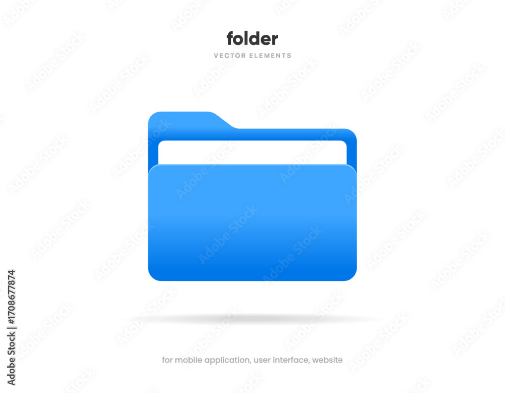 Poster 3d folder icon isolated on white background. document symbol. 3d file icon. binder sign modern, simp