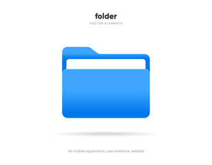 3d folder icon isolated on white background. Document symbol. 3d file icon. Binder sign modern, simple, vector, icon for website design, mobile app, ui. Vector Illustration