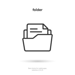 3d folder icon isolated on white background. Document symbol. 3d file icon. Binder sign modern, simple, vector, icon for website design, mobile app, ui. Vector Illustration