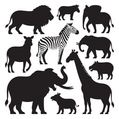 African Safari Animals Silhouette Collection