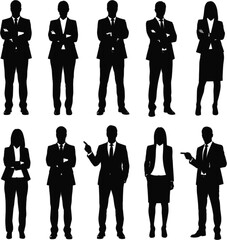 Business Silhouettes In Corporate Poses.Business Silhouettes In Corporate Poses.