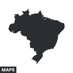 Obraz premium Detailed Vector Map of Brazil Silhouette on White Background for Geographic and Cartographic Projects