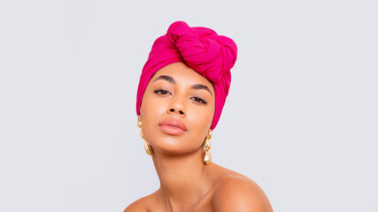 Confident Woman in Bold Pink headscarf