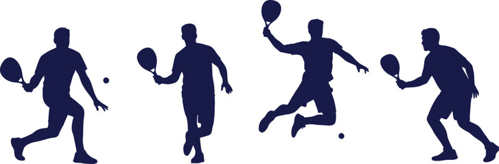 Obraz premium Paddle tennis players silhouettes action sport vector editable vector