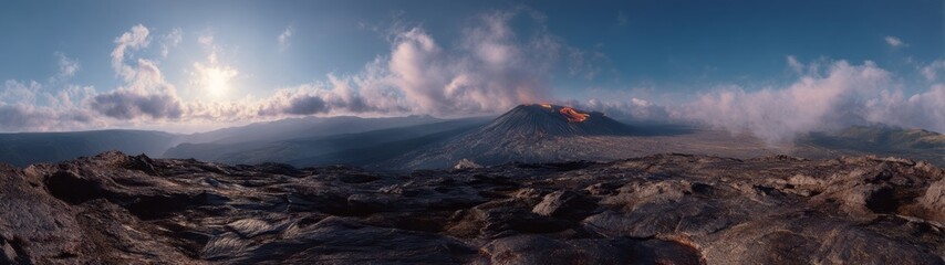 Exploring exported volcanic landscape with lava hdri panoramic view hawaii nature outdoor aerial perspective