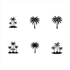 Sea tropical palm tree silhouette vector illustration