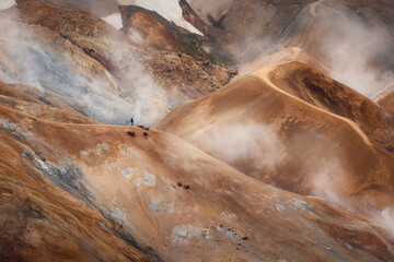 exploring Hveradallir geothermal area in Iceland's Highlands