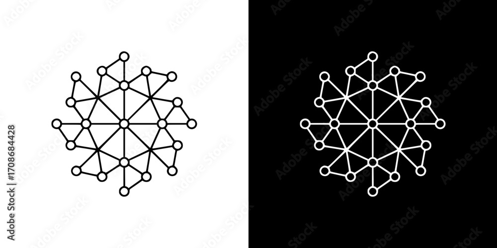 Aufkleber outline icon representing artificial intelligence on transparent and black background