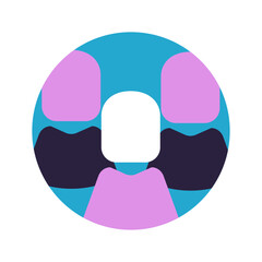 Abstract Circular Icon Representing Three People in Purple and Blue Colors