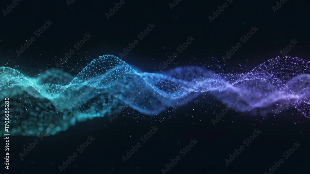 Poster glowing particle wave abstract background - a digital abstract background featuring a vibrant wave o