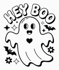 Cute ghost with text hey boo
