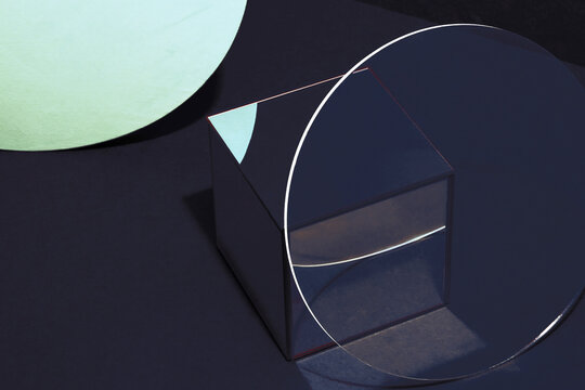 Modern abstract geometric still life image with material objects