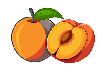 Fruits Flat Design Icon Set and Colorful & Healthy Illustration