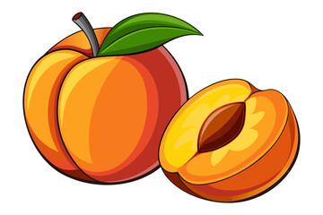 Fruits Flat Design Icon Set and Colorful & Healthy Illustration