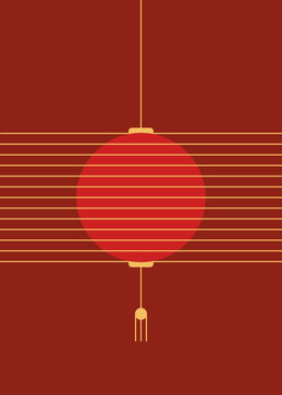 Postcard design with abstract chinese lantern
