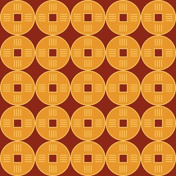 Seamless pattern with chinese coins