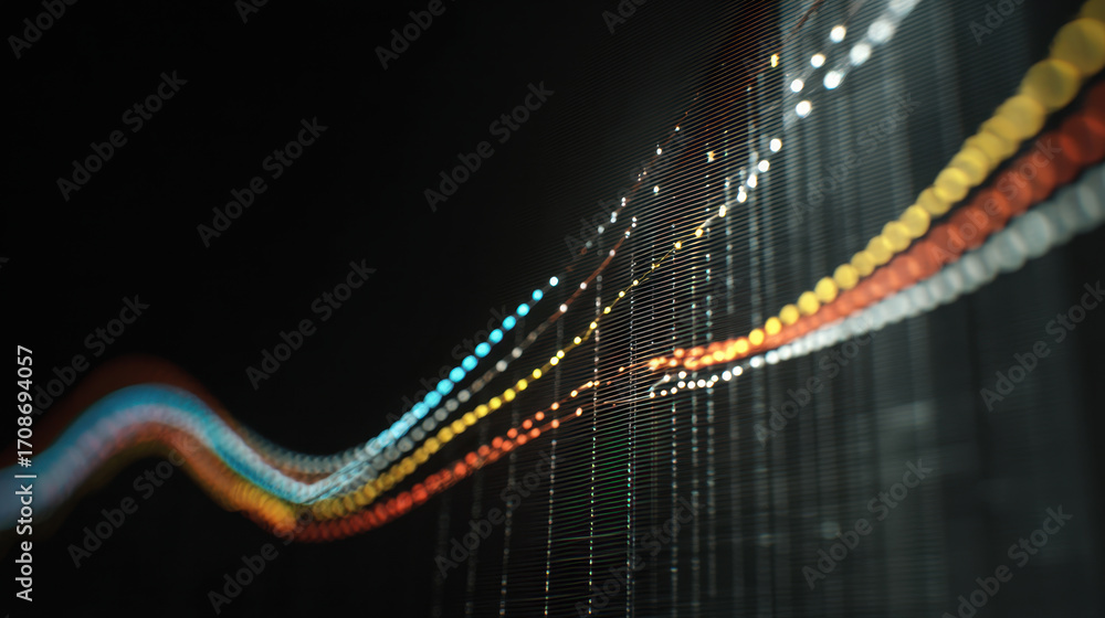 Aufkleber abstract digital wave pattern with vibrant colors and light reflections creates dynamic visual effec