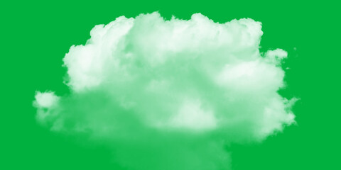 Dreamy cumulus cloud floating peacefully against a vibrant green screen backdrop evoking...