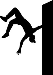 Parkour Freerunner Silhouette Side Flip Wall Minimal Black and White Vector Urban Sport