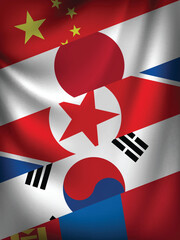 Fototapeta premium Illustration Vector Featuring China, Japan, South Korea, North Korea and Mongolia Identities