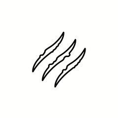 Three Black Claw Marks or Scratches on a White Background, Animal Attack Symbol