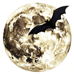 Mysterious Moonlit Night Bat Soaring Over Earth's Surface