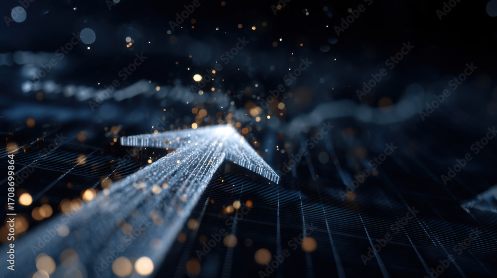 Aufkleber abstract digital arrow moving upward, symbolizing progress and growth in technology and data analysi