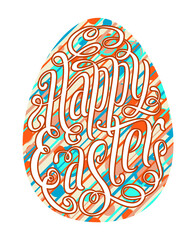 Happy Easter Hand-Lettered Greeting Card With Elegant Egg Shaped Design