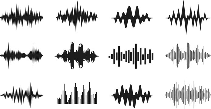 Sound wave vector set audio signal waveform equalizer design editable vector