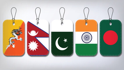Illustration Vector Featuring India, Pakistan, Bangladesh, Nepal and Bhuthan  Identities