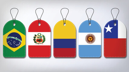 Illustration Vector Featuring Brazil, Argentina, Colombia, Chile and Peru  Identities