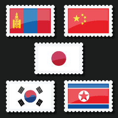 Illustration Vector Featuring China, Japan, South Korea, North Korea and Mongolia  Identities