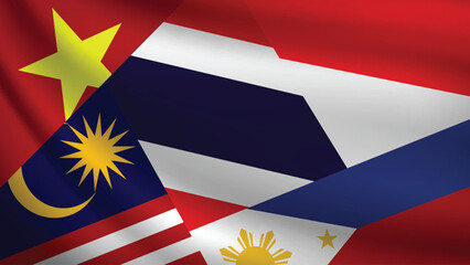 Illustration Vector Featuring Thailand, Indonesia, Malaysia, Philippines and Vietnam Identities