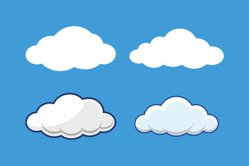 A set of white clouds vector art illustration
