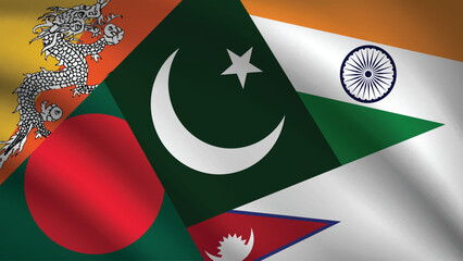 Illustration Vector Featuring India, Pakistan, Bangladesh, Nepal and Bhuthan  Identities