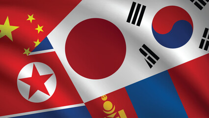Illustration Vector Featuring China, Japan, South Korea, North Korea and Mongolia  Identities