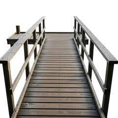 Fototapeta premium Wooden boardwalk leading into darkness isolated on transparent background