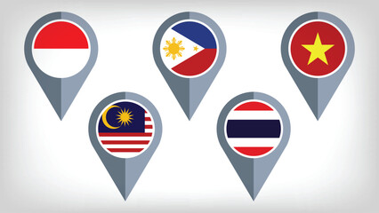 Illustration Vector Featuring Thailand, Indonesia, Malaysia, Philippines and Vietnam Identities