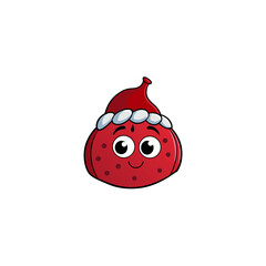 cartoon pomegranate arils on christmas hat art vector