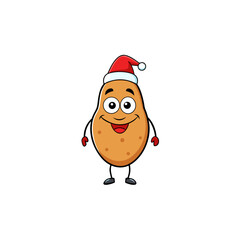 cartoon potato wedges on christmas hat art vector